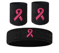Bandeaux de transpiration pour poignet pour femme - Bandes de transpiration de poignet de tennis - Ensemble de bandeaux doux pour la sensibilisation au cancer - Bracelets de sensibilisation au cancer