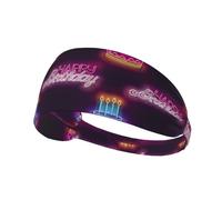 Bandeaux d'entraînement pour femme - Ampoules Happy Birthday extensibles pour femme, bandeau anti-transpiration pour le sport, la course à pied, l'athlétisme, le yoga, la gym, le tennis