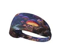 Bandeaux d'entraînement pour femme - Motif champignons lumineux de la jungle - Bandeau extensible anti-transpiration pour le sport, la course à pied, l'athlétisme, le yoga, la gym, le tennis