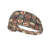Bandeaux d'entraînement pour femme - Motif de timbre Angleterre - Bandeau extensible pour femme, bandeau anti-transpiration pour le sport, la course à pied, l'athlétisme, le yoga, la gym, le tennis
