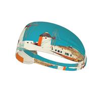 Bandeaux d'entraînement pour femme - Moulins à vent grecs colorés extensibles et antidérapants pour femmes, bandeau anti-transpiration pour le sport, la course à pied, l'athlétisme, le yoga, la gym