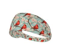 Bandeaux d'entraînement pour femme - Rouge cardinal sur une branche - Bandeau extensible anti-transpiration pour femme, pour le sport, la course à pied, l'athlétisme, la gym, le yoga, le tennis