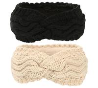 Bandeaux d'hiver pour femmes 2pcs tricots chauffe-oreilles avec une doublure chaude et confortable coucher de câble mouche à oreille pour cadeau d'hiver cadeau de sport extérieur.