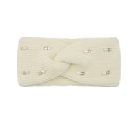 Bandeaux D'hiver Pour Femmes Bandeau d'hiver en perles, cache-oreilles élastique, turban tricoté croisé, accessoire de coiffure à large bord for femmes et filles(WHITE)