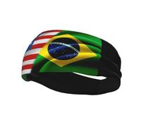 Bandeaux drapeau américain et drapeau du brésil bandeau de sueur pour femmes hommes-bandeau de sueur de Yoga bandes de cheveux larges élastiques pour le sport Fitness