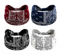 Bandeaux élastiques à imprimé cachemire pour femme | Les écharpes en tissu doux présentent des motifs vintage classiques avec une coupe extensible pour les sports actifs ou au