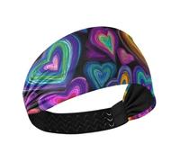 Bandeaux élastiques anti-transpiration colorés avec cœurs pour football, yoga, tennis, randonnée, vinchas para el cabello de mujer
