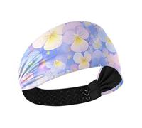 Bandeaux élastiques pour cheveux pour femmes, motif pensées, fleurs bleu clair et rose, évacuation de l'humidité, pour le football, le tennis, l'entraînement, cintas para el pelo de mujer