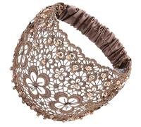 Bandeaux en dentelle pour femmes, bandeau en dentelle - Cerceau de tête en dentelle florale perlée - Coiffe bohème pour femmes et filles, foulard pour cheveux pour le yoga, l'entraînement, la course à