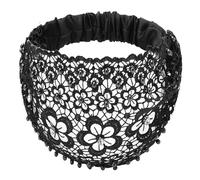 Bandeaux en dentelle - Taille extensible de 6,3 cm avec décoration de perles | Créoles florales | Écharpe à cheveux pour femmes et filles - Bandana bohème pour yoga, entraînement, gym, course à pied