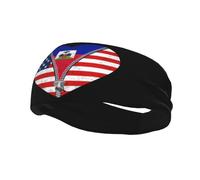 Bandeaux en forme de cœur avec drapeau américain et drapeau d'Haïti, bandeau anti-transpiration pour femme et homme, large bande élastique pour le sport, le fitness