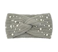 Bandeaux en perlée avec croix for femmes et filles, accessoires de cheveux faits main, couvre-chefs d'automne d'hiver, élastiques for cacher les oreilles(Gray)