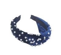 Bandeaux en perles d'imitation for femmes, bandeaux en velours for filles, accessoires for cheveux, cerceau for cheveux de fête, cadeau(Dark Blue)
