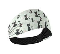 Bandeaux en tissu antidérapant pour femme, motif chat noir, pour cyclisme, yoga, basket-ball, cintas para el pelo de mujer