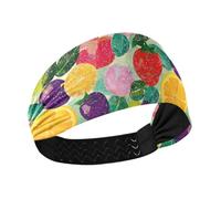 Bandeaux en tissu extensible pour femme - Motif fruits d'été colorés - Évacuation de l'humidité - Pour le lavage du visage, le basket-ball, le lavage du visage