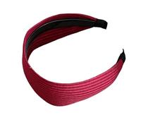 Bandeaux en tricot côtelé très larges, bandeaux à dents antidérapants for le lavage du sport, couvre-chef couronne Simple de couleur unie, 7cm(Red)