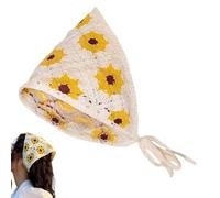 Bandeaux en tricot pour femme - Bandana au crochet - Bandanas - Fleurs - Bandeau vintage pour femmes et filles