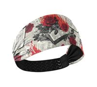 Bandeaux épais et extensibles pour femme Motif roses rouges brûlant des journaux pour le yoga, la gym, le lavage du visage et le basket-ball