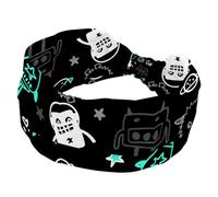 Bandeaux extensibles pour femme, bandeau doux et large avec nœud torsadé pour femme, motif monstre spatial absorbé la sueur, sport, yoga, entraînement, bandeau doux et large