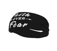 Bandeaux Faith Over Fear Arrow Bandeau anti-transpiration pour femmes et hommes - Bande de transpiration élastique large pour le sport, le fitness, noir