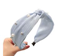 Bandeaux for cheveux, 1 x 6 cm de large, style vintage, bandeaux à perles, bandeau nœud, élastique, en tissu, accessoires élégants for(Blue)