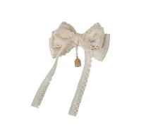 Bandeaux for cheveux for femmes, accessoires for cheveux Lolita, pinces à cheveux à gros nœud for filles, Barrette à nœud papillon, pince à bec de canard, coiffure for femmes, cadeaux de fête(Beige)