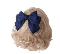 Bandeaux for cheveux for femmes, nœud en satin for femmes, Barrette, pinces à cheveux, gros nœud papillon, Clip latéral en métal, accessoires esthétiques for cheveux de princesse(Deep Blue)