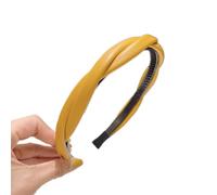 Bandeaux for cheveux, lot de 1 bandeau tressé for femme, croisé, élastique en PU avec dents, cuir souple, fin(Yellow)