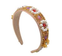 Bandeaux for femmes, accessoires for cheveux, bandeau à strass à large bord européen et américain, bandeau à strass fait à la main, rouge(Yellow)