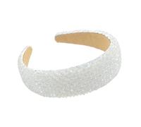 Bandeaux for femmes, accessoires for cheveux, bandeau for cheveux en perles de cristal européen et américain, fait à la main, avec boucle à bord large, bandeau en éponge strass(White)