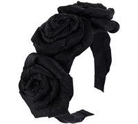 Bandeaux for femmes, bandeau rembourré en velours tressé floqué rose, style vintage, bandeaux for cheveux Alice, bandeaux Matador, cerceau large for cheveux, accessoires for cheveux(Black)