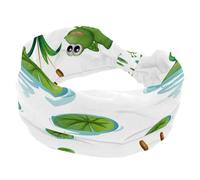Bandeaux grenouille sautée dans la feuille de lotus pour femme, large turban antidérapant, élastique pour la sueur, le yoga, l'entraînement, le yoga