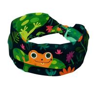 Bandeaux larges élastiques pour femme - Motif grenouilles avec feuilles de lotus - Tendance - Antidérapant - Accessoire pour cheveux