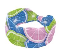 Bandeaux larges pour femme, bandeau d'entraînement antidérapant, élastiques pour cheveux, style pop couleur, tranches d'agrumes, fond de transpiration, bandeau de yoga noué pour fille et femme