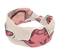 Bandeaux larges pour femme - Chapeau de cowgirl Wild West - Rose - Accessoires de sport - Pour yoga, course à pied, vie quotidienne