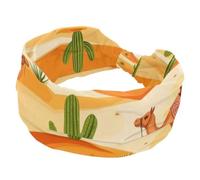 Bandeaux larges pour femme, turban épais, extensible, antidérapant, pour l'entraînement, les soins de la peau, un usage quotidien - Paysage du désert avec motif camels, cactus et soleil