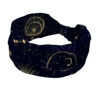 Bandeaux larges pour femme, turban épais, extensible, antidérapant, pour l'entraînement, les soins de la peau, un usage quotidien, motif espace avec planètes, étoiles, astrologie