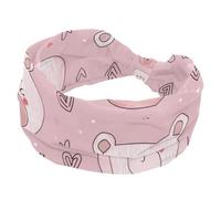 Bandeaux larges pour femme, visages d'ours mignons et cœurs en rose tendre, bandeau de sport extensible pour le yoga, la course à pied, la vie quotidienne