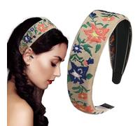 Bandeaux larges pour femmes, bandeaux bohémiens pour femmes - Bandeau brodé de fleurs bohémiennes | Accessoires de cheveux vintage pour filles, couvre-chef pour un usage quotidien, la plupart des