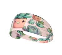 Bandeaux larges pour homme et femme - Jolies plantes succulentes imprimées - Bandeaux élastiques pour le sport, l'entraînement et la course à pied