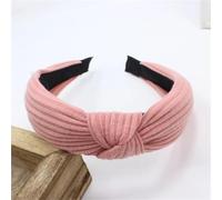 Bandeaux larges tricotés noués solides pour femmes et filles - Créoles à cheveux simples avec nœud croisé - Accessoires de coiffure (rose)