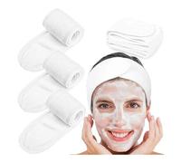 Bandeaux multifonctions pour femme - Couleur unie - Pour lavage du visage, yoga, maquillage - Velcro - Accessoires pour cheveux (blanc)