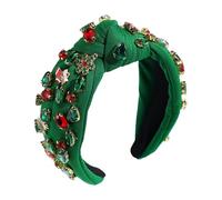 Bandeaux noués de Noël - Large bandeau de Noël avec perles et strass, nœud festif, accessoires de Noël pour rendez-vous, accessoire photo, spectacle de scène