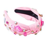 Bandeaux noués pour femmes, bandeaux ornés de strass, bandeau nœud avec breloque sucette, bandeaux tendance pour femme, nœud en strass, bandeau à breloques sucettes