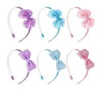Bandeaux Nœud Paillette Filles, 6 Pièces Coloré Mignons Serre Tete, Bandeaux Alice Antidérapants avec Dents, Élastiques à Cheveux Plastique, Accessoirespour Petits Enfants Adolescents