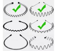 Bandeaux Ondulés Élastique 1/6 pièces bandeau de cheveux ondulé unisexe en métal élastique Simple cerceau tête hommes femmes sport accessoires(Mixed ABC-3pcs)