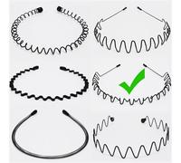 Bandeaux Ondulés Élastique 1/6 pièces bandeau de cheveux ondulé unisexe en métal élastique Simple cerceau tête hommes femmes sport accessoires(Style A-1pc)