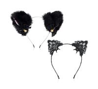 Bandeaux Oreilles De Chat 2 Pièces, Bandeaux En Peluche Mignons, Bandeaux Créatifs En Dentelle, Accessoires Pour Cheveux Cosplay, Accessoires Vestimentaires