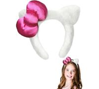 Bandeaux Oreilles de Chat Cartoon, Noeud à Bandeau Pour Filles Femmes, Bandeau de Cheveux en Peluche, Serre-Tête d'Oreilles de Chat Rose, pour Mascarade, Fête de Cospaly Halloween Noël