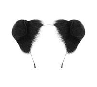 Bandeaux oreilles de chien en peluche pour la, Black | Conception extensible confortable avec bandeau en peluche douce pour les représentations sur scène de Noël